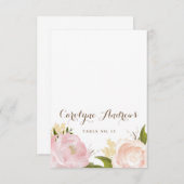 ロマンチック ウォーターカラー フラワー ウェディング プレース カード (正面/裏面)