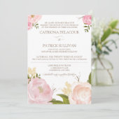 ロマンチック ウォーターカラー フラワー ウェディング 招待状V 招待状 (スタンド正面)