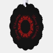 ロマンチック、エレガントヴィンテージダマスクレッドゴシック オーナメントカード (左)