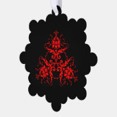 ロマンチック、エレガントヴィンテージレッドダマスク オーナメントカード (左)