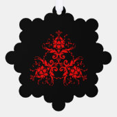 ロマンチック、エレガントヴィンテージレッドダマスク オーナメントカード (裏面)