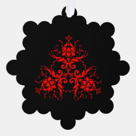 ロマンチック、エレガントヴィンテージレッドダマスク オーナメントカード