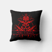 ロマンチック、エレガントヴィンテージレッドダマスク クッション (裏面)