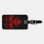 ロマンチック、エレガントヴィンテージレッドダマスク ラゲッジタグ (正面横)