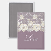 ロマンチック オーキッド パープル フラワー ラブ マグネット (正面/裏面)