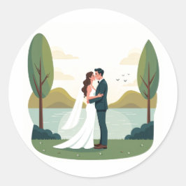 ロマンチック カップル 婚約 ステッカー