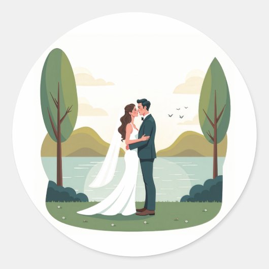 ロマンチック カップル 婚約 ステッカー (正面)