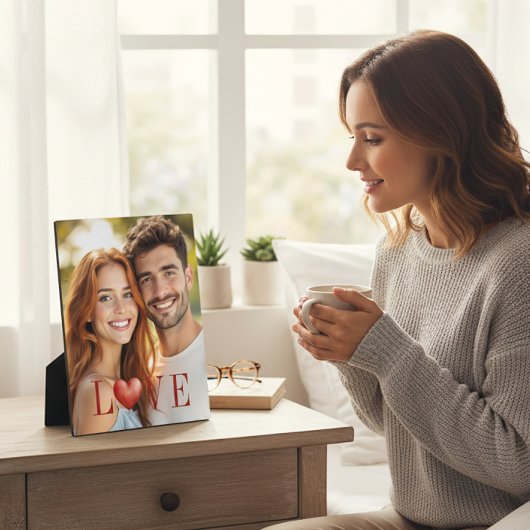 ロマンチック カップル 赤ハート フォト ディスプレイ フォトプラーク