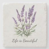 ロマンチック グレー パープル ラベンダー フラワーブライダルシャワー ストーンコースター (正面)
