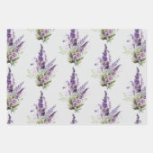 ロマンチック グレー パープル ラベンダー フラワーブライダルシャワー ラッピングペーパーシート (正面3)