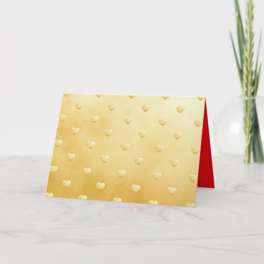 ロマンチック ゴールデン ハート パターン カード (正面)