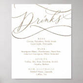 ロマンチック ゴールドカリグラフィードリンクメニュー看板 ポスター (正面)