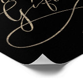 ロマンチック ゴールドカリグラフィー ブラック カード＆ギフト サイン (角)