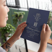 ロマンチック ゴールド ローズ ネイビー ブルー ウェディング インビテーション