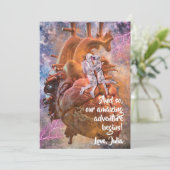 ロマンチック サイエンスフィクション スペース 宇宙飛行士 カップル バレンタイン シーズンカード (スタンド正面)