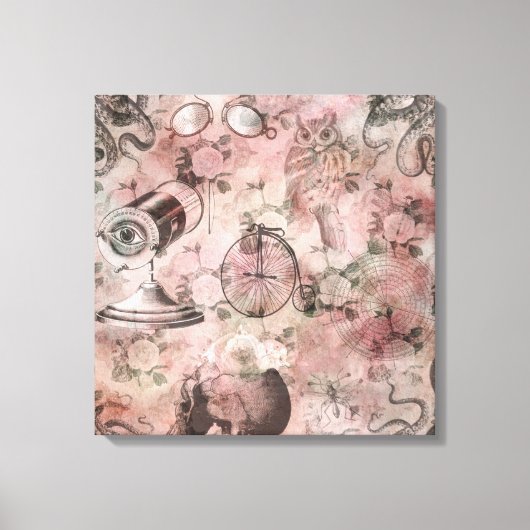 ロマンチック・スチームパンク |アンティークヴィンテージエフェメラ キャンバスプリント (正面)