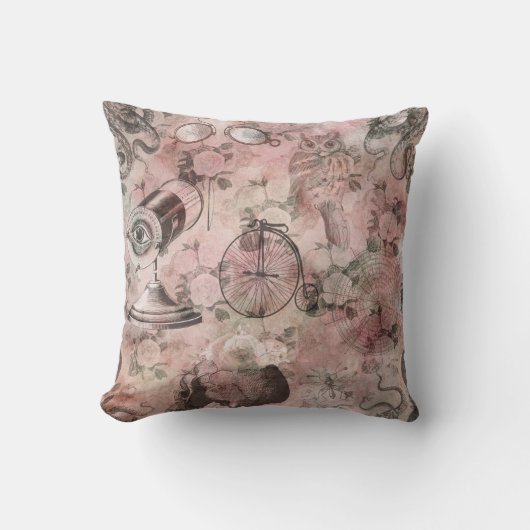 ロマンチック・スチームパンク |アンティークヴィンテージエフェメラ クッション (正面)