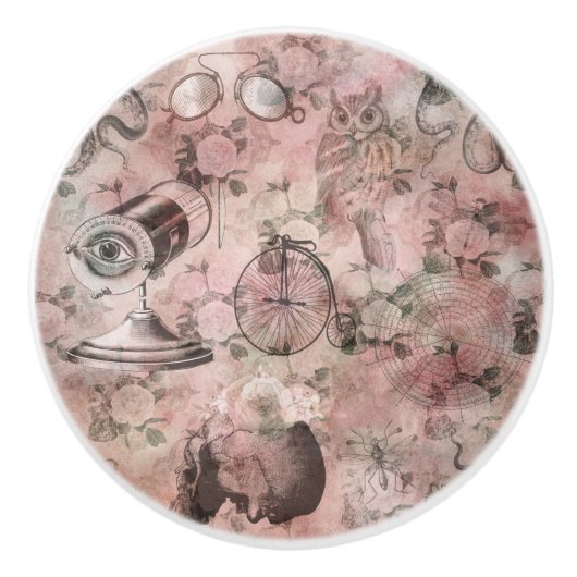 ロマンチック・スチームパンク |アンティークヴィンテージエフェメラ セラミックノブ (正面)