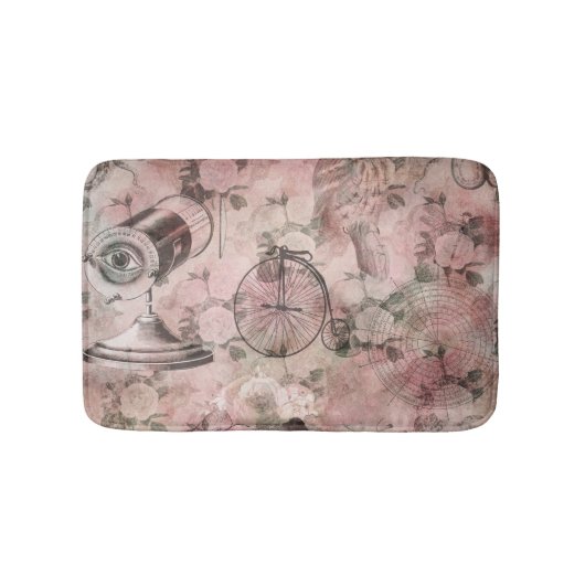 ロマンチック・スチームパンク |アンティークヴィンテージエフェメラ バスマット (正面)