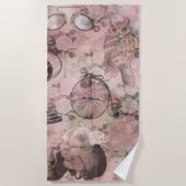 ロマンチック・スチームパンク |アンティークヴィンテージエフェメラ ビーチタオル (正面)