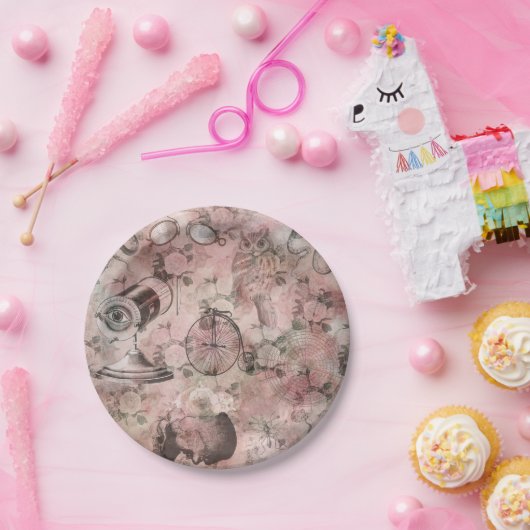 ロマンチック・スチームパンク |アンティークヴィンテージエフェメラ ペーパープレート (パーティー)