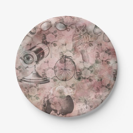 ロマンチック・スチームパンク |アンティークヴィンテージエフェメラ ペーパープレート (正面)