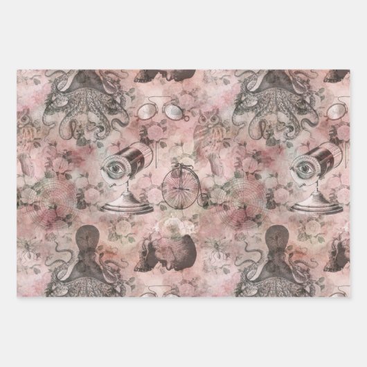 ロマンチック・スチームパンク |アンティークヴィンテージエフェメラ ラッピングペーパーシート (正面3)