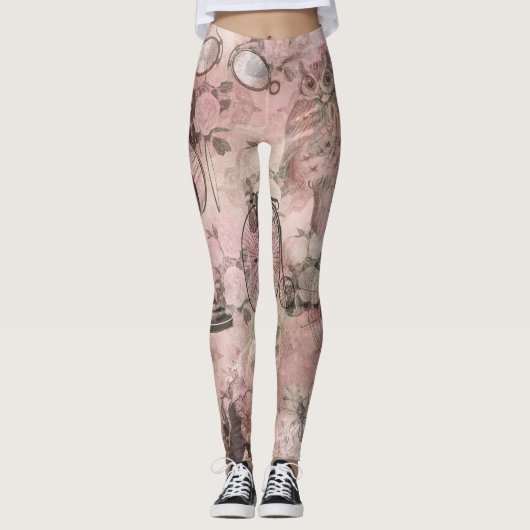 ロマンチック・スチームパンク |アンティークヴィンテージエフェメラ レギンス (正面)