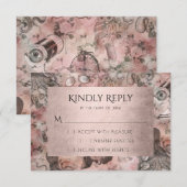 ロマンチック・スチームパンク |アンティークヴィンテージエフェメラ 出欠カード (正面/裏面)