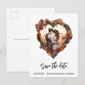 ロマンチック スチームパンク ウェディング ハート 案内ポストカード (正面/裏面)