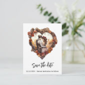 ロマンチック スチームパンク ウェディング ハート 案内ポストカード (スタンド正面)