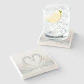 ロマンチック スワン モノグラム ストーンコースター (横)