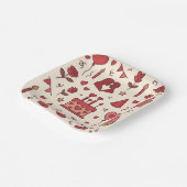 ロマンチック セレブレーション ドゥードル パターン ペーパープレート (傾斜あり)