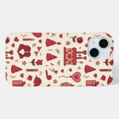 ロマンチック セレブレーション ドゥードル パターン Case-Mate iPhoneケース (裏面 (横))