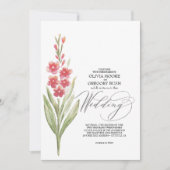 ロマンチック ソフト ピンク フラワーズ サマー ガーデン 招待状 (正面)