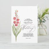 ロマンチック ソフト ピンク フラワーズ サマー ガーデン 招待状 (スタンド正面)