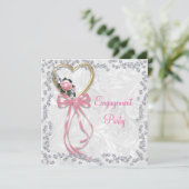 ロマンチック、ダイヤモンド及びリボンの婚約は上がりました 招待状 (スタンド正面)