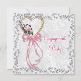 ロマンチック、ダイヤモンド及びリボンの婚約は上がりました 招待状