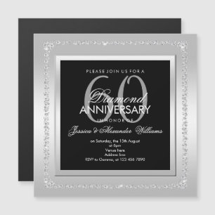 ロマンチック ダイヤモンド シルバー 60周年 結婚記念日 マグネット招待状