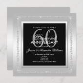 ロマンチック ダイヤモンド シルバー 60周年 結婚記念日 招待状 (正面/裏面)