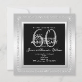ロマンチック ダイヤモンド シルバー 60周年 結婚記念日 招待状 (正面)