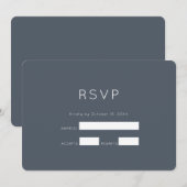 ロマンチック ダスティーブルー ウェディング RSVP 招待状 (正面/裏面)