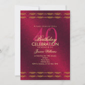 ロマンチック デコレーション ボーダー、ガーネット ジェム バースデー 招待状 (正面)