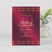 ロマンチック デコレーション ボーダー、ガーネット ジェム バースデー 招待状 (スタンド正面)