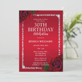 ロマンチック デコレーション ローズ バースデー パーティー 招待状 (スタンド正面)