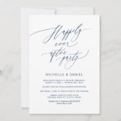 ロマンチック ネイビーブルー スクリプト, 結婚式の秘密の誓い 招待状 (正面)