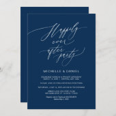 ロマンチック ネイビーブルー スクリプト, 結婚式の秘密の誓い 招待状 (正面/裏面)