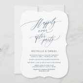 ロマンチック ネイビーブルー スクリプト, 結婚式の秘密の誓い 招待状 (正面)