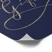 ロマンチック ネイビー カリグラフィー カード＆ギフト サイン (角)