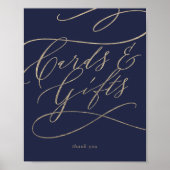 ロマンチック ネイビー カリグラフィー カード＆ギフト サイン (正面)
